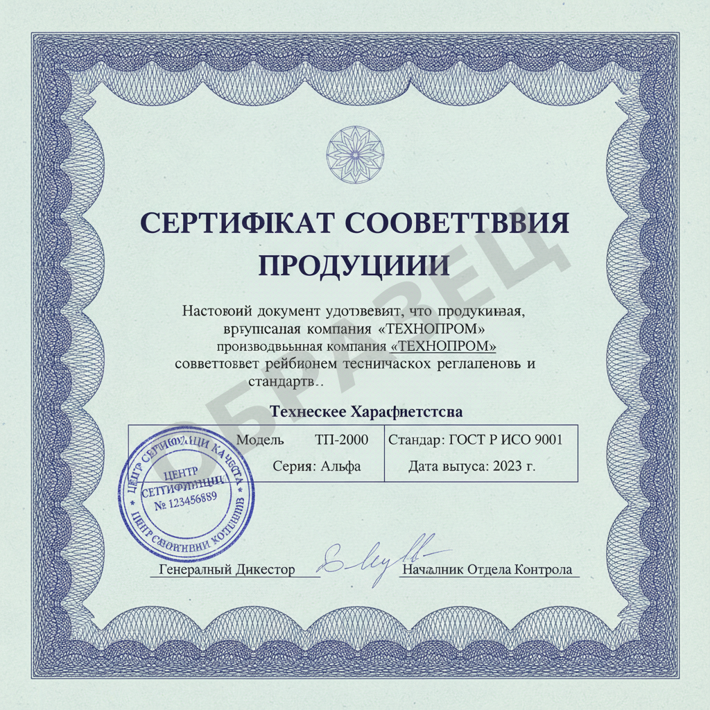 Сертификат качества (образец)
